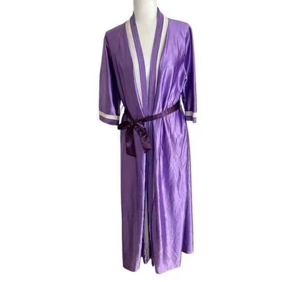 Vintage 70’s Maxi Robe Classics of California Royal Purple Long Large House Coat - Picture 4 of 8